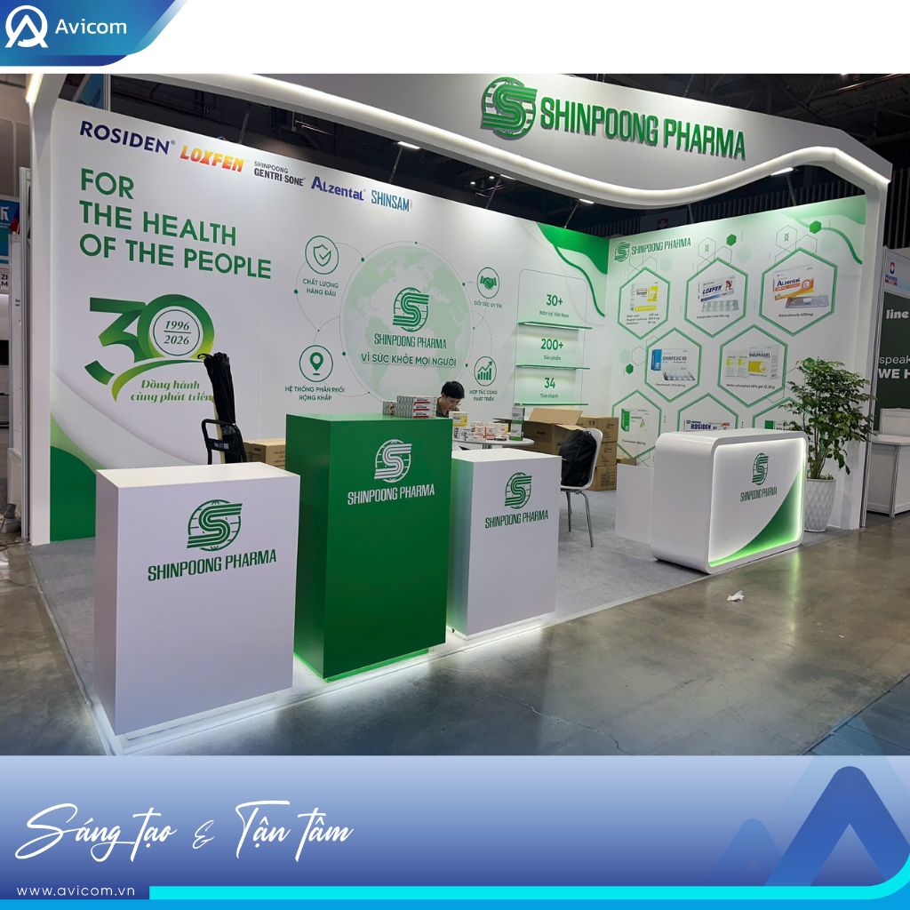 Avicom thiết kế thi công gian hàng Shinpoong Pharma tại PHARMED & HEALTHCARE VIETNAM 2026
